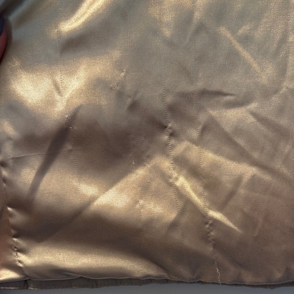 Women's Calvin Klein Beige Quilted Vest with Faux Fur Collar - Picture 3 of 4